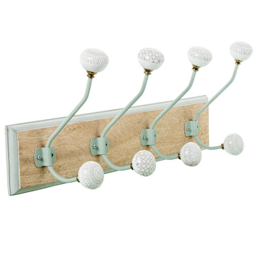 PERCHERO PARED MADERA MANGO C/2 GANCHOS HIERRO/CERAMICA