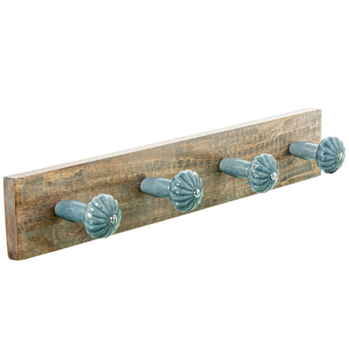 PERCHERO PARED MADERA MANGO C/2 GANCHOS CERÁMICA