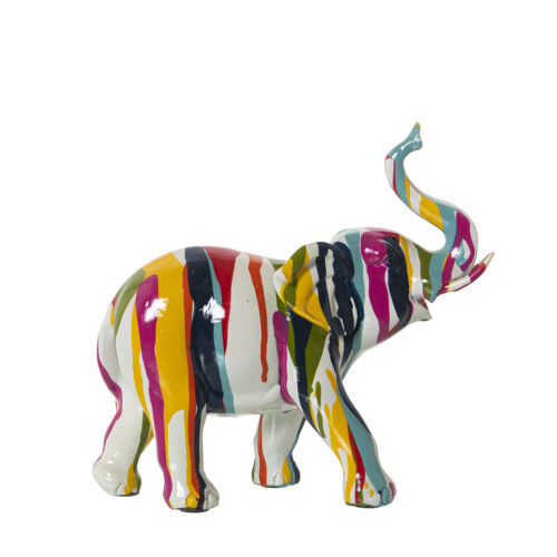 FIGURA ELEFANTE RESINA GRAFITI MULTICOLOR