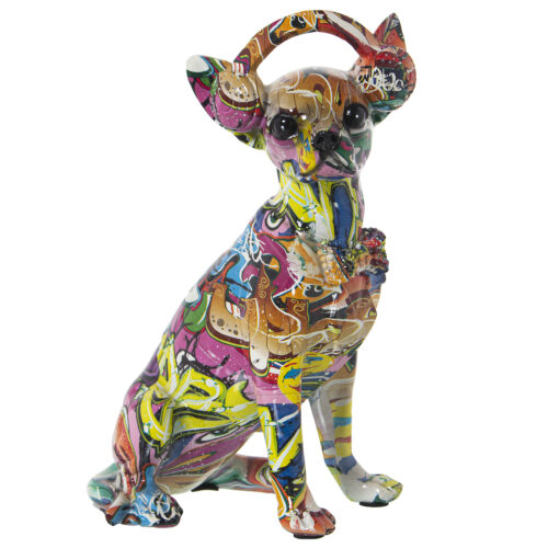 FIGURA PERRO RESINA GRAFITI MU CHORROS DE PINTURA