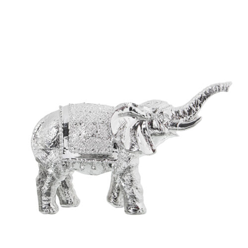 FIGURA RESINA ELEFANTE PLATEADNEGRO WENGUE