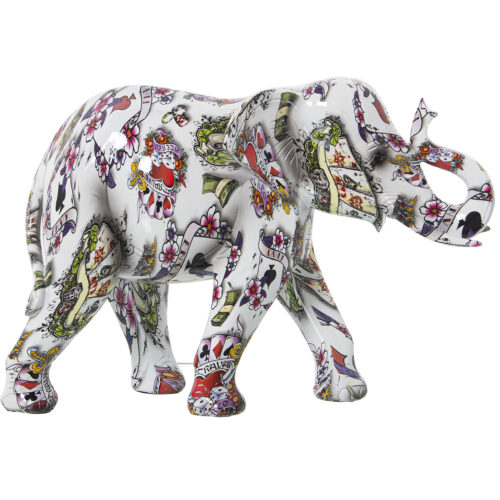 FIGURA RESINA ELEFANTE DECORADNVEJECIDO