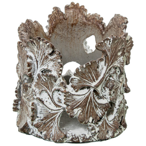 PORTAVELAS RESINA HOJAS MARRÓN