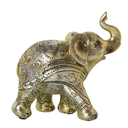 FIGURA RESINA ELEFANTE DORADO