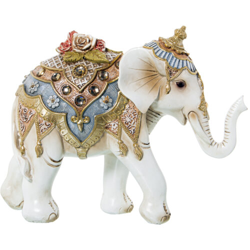 FIGURA RESINA ELEFANTE BLANCO/DORADO