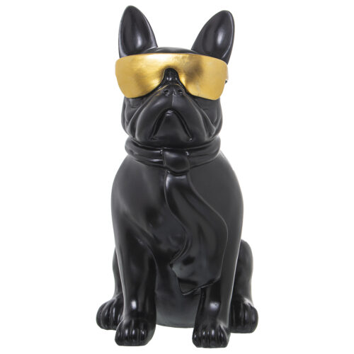 FIGURA RESINA PERRO BULL DOGC/NICA DORADA