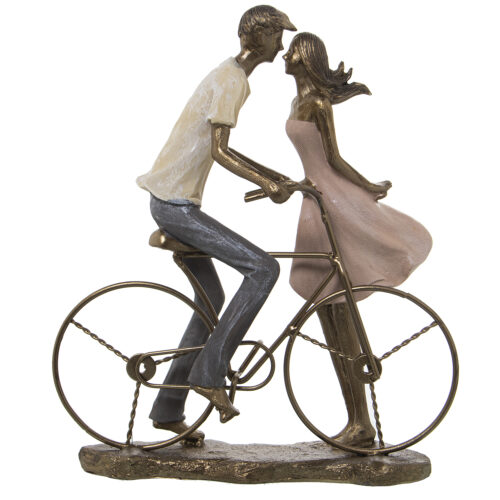FIGURA RESINA PAREJA C/BICICLE