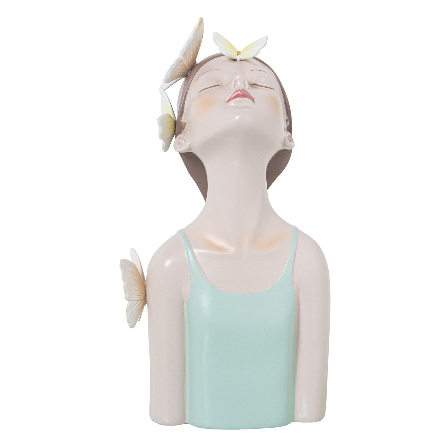 FIGURA RESINA 27CM TORSO CHICA C/MARIPOSAS CAMISETA BLANCA