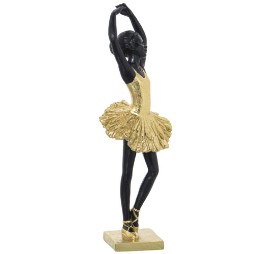 FIGURA RESINA BAILARINA DORADA/NEGRA