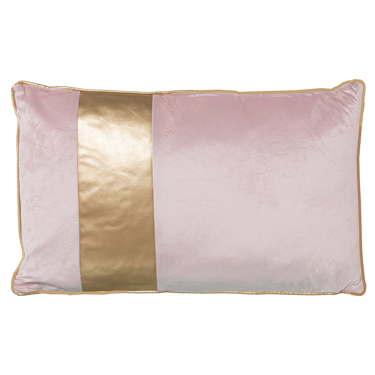 COJÍN 50X30 TERCIOPELO ROSA FRANJA DORADA C/CREMALLERA