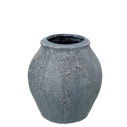 JARRÓN CERAMICA 15CM GRIS RÚSTICO