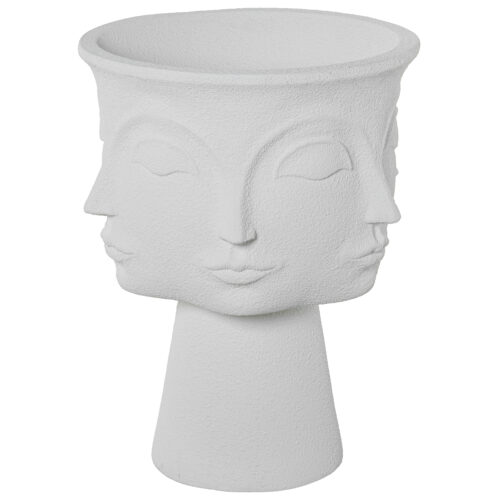 MACETERO 3 CARAS RESINA BLANCOLACADO C/RAYAS