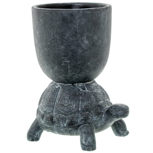 MACETERO CERÁMICA NEGRA TORTUGMETAL