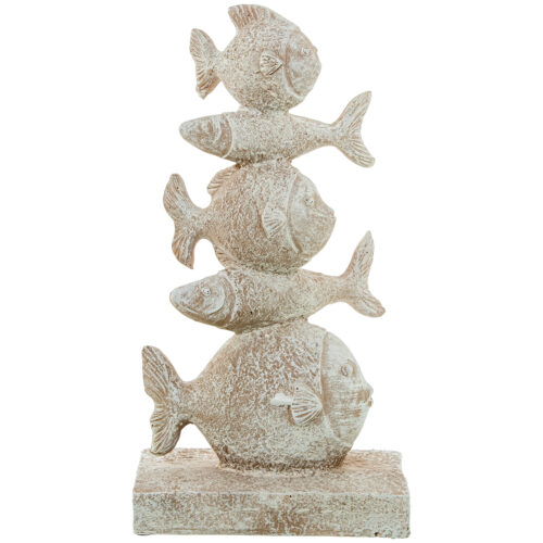 FIGURA CERÁMICA BLANCA PECES