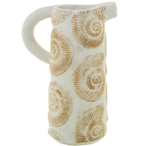 JARRA CERÁMICA BLANCA DECORADAC/BORLAS