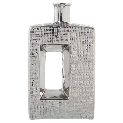 JARRÓN CERÁMICA PLATEADA