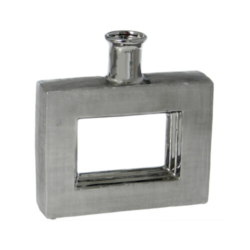 JARRÓN CERÁMICA PLATEADA