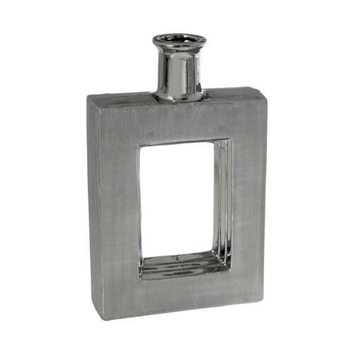 JARRÓN CERÁMICA PLATEADA