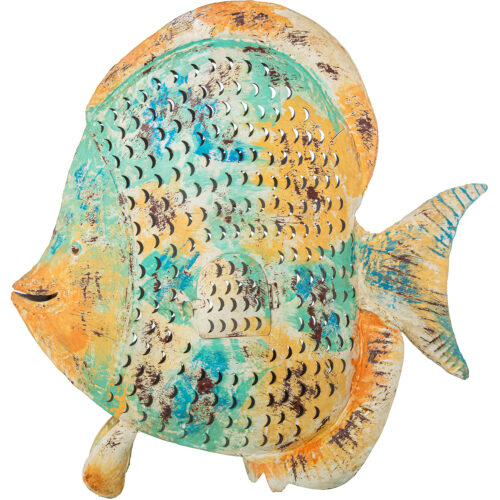 FIGURA PORTAVELAS PEZ HIERRO