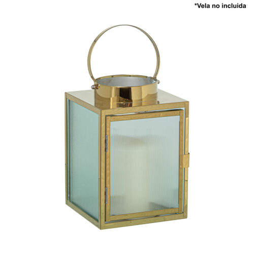 FAROL PORTAVELAS 20CM METAL CR CROMADO DORADO