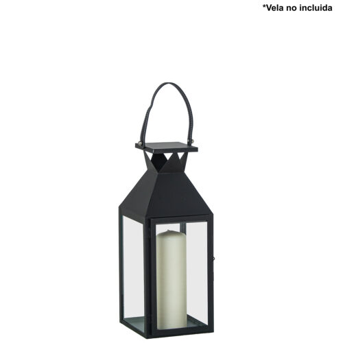 FAROL PORTAVELAS 48CM METAL NEGRO