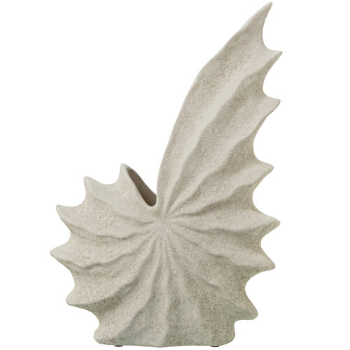 JARRÓN CERÁMICA 40CM CONCHA ABANCO/GRIS RÚSTICO