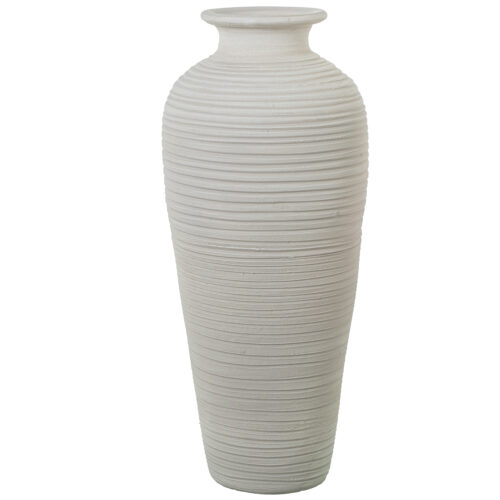 JARRON CERAMICA 70CM ONDULADOAD BLANCO/ORO