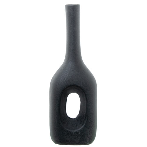 JARRON CERAMICA AGUJERO 33CM CREMA RUGOSA