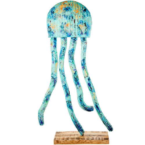 FIGURA MEDUSA HIERRO 103CM C/BASE MADERA