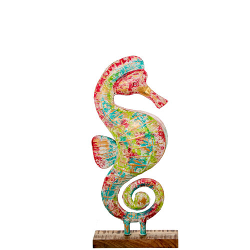 FIGURA CABALLITO DE MAR HIERROIERRO C/BASE MADERA