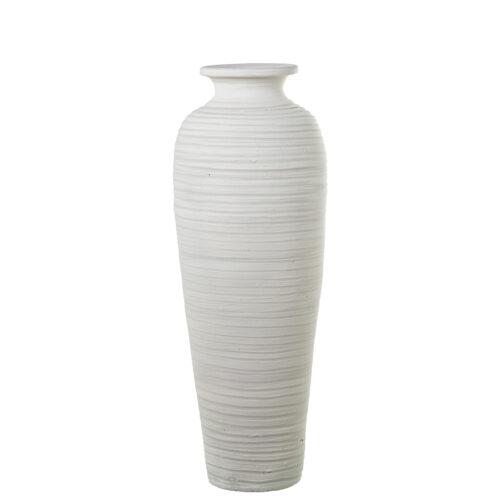 JARRÓN CERÁMICA 80CM ONDULADO BLANCO MATE
