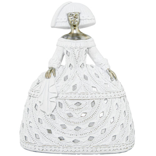 FIGURA MENINA 23CM RESINA BLANCA C/ESPEJOS