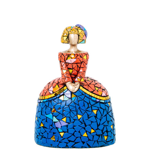 FIGURA MENINA 18CM RESINA MOSAICO COLORES