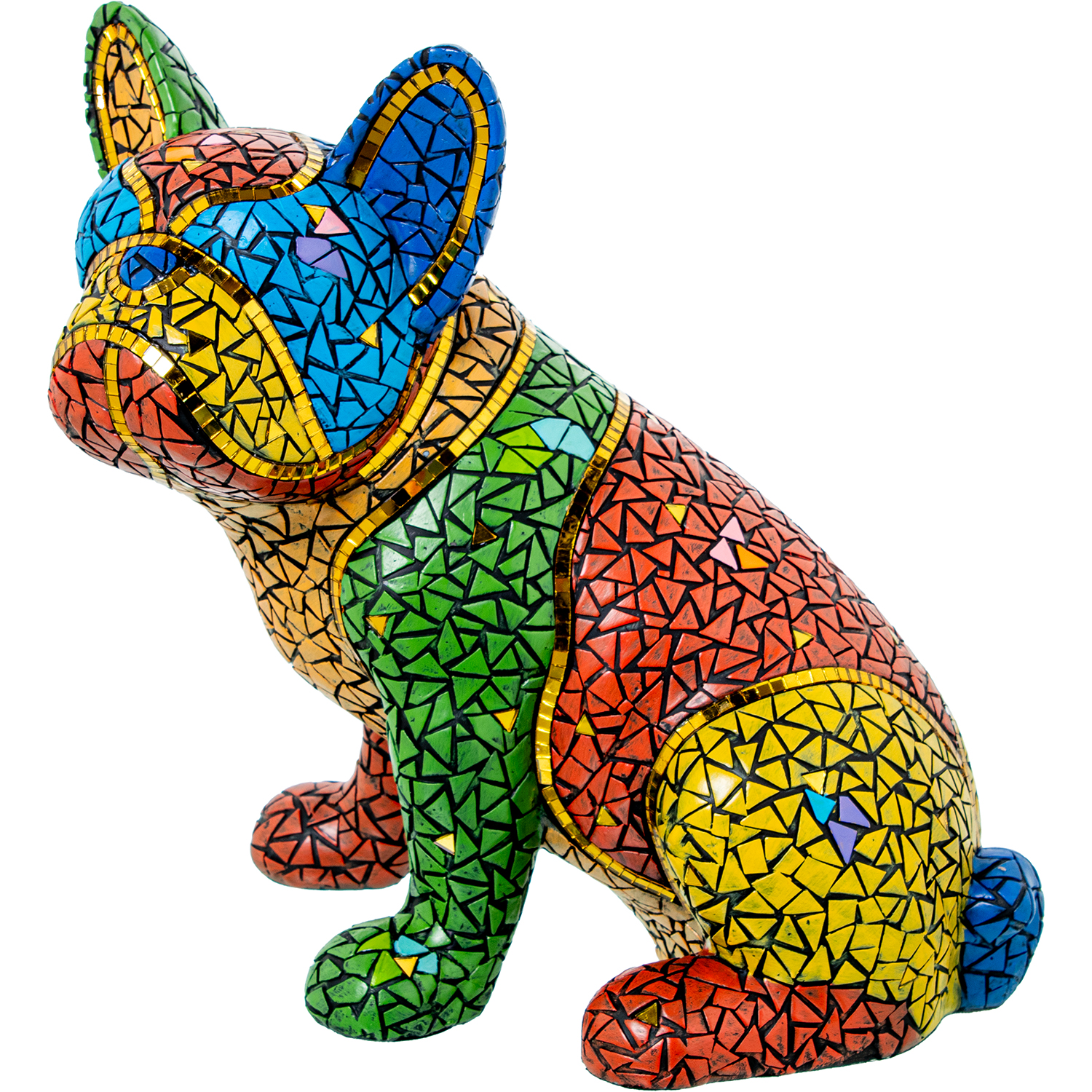 FIGURA RESINA PERRO MOSAICO COLORES