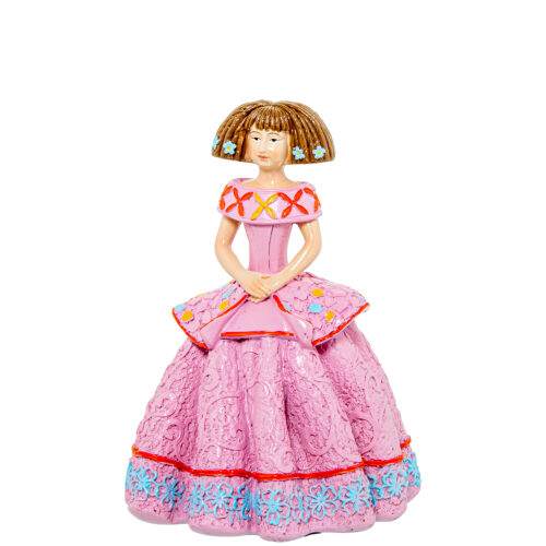 FIGURA RESINA MENINA ROSA
