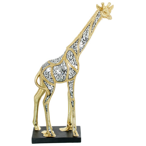 FIGURA JIRAFA 69CM RESINA DORA