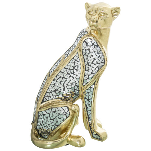 FIGURA GUEPARDO RESINA DORADADA