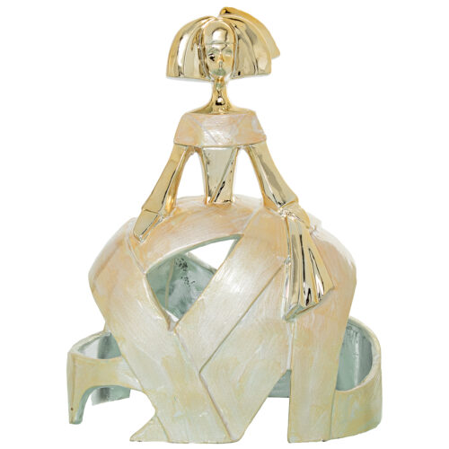 FIGURA MENINA 41CM RESINA DORADA/NÁCAR