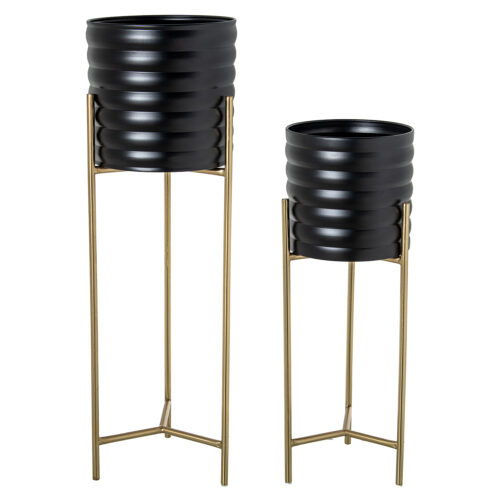 SET 2 MACETEROS METAL PATAS DORADAS