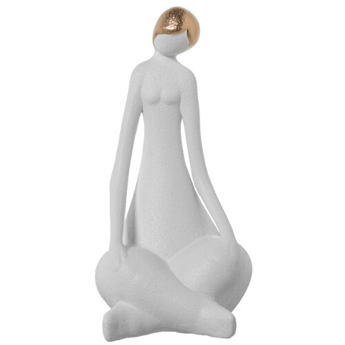 FIGURA MUJER CERÁMICA BLANCO ACO ARENA/DORADO