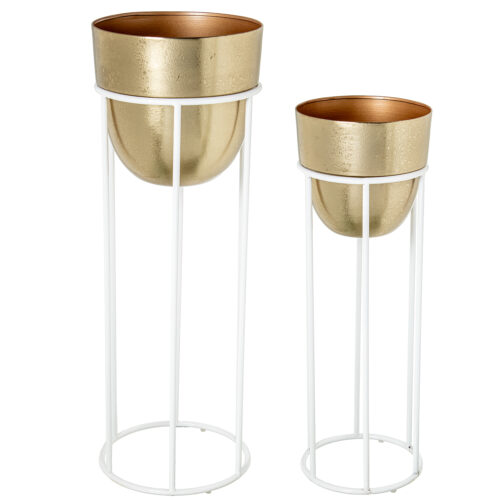 SET 2 MACETEROS METAL DORADO PSE DORADA