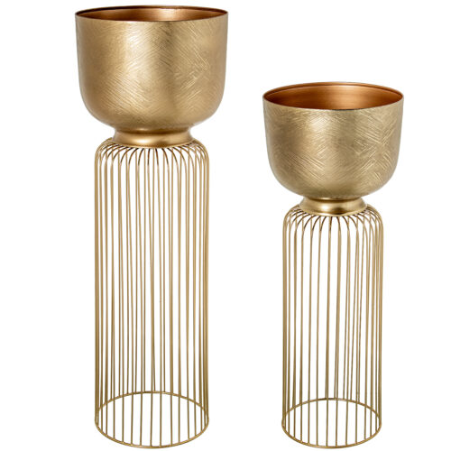 SET 2 MACETEROS METAL DORADO BATAS BLANCAS