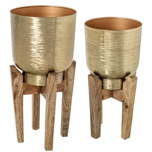 SET 2 MACETEROS METAL DORADO B