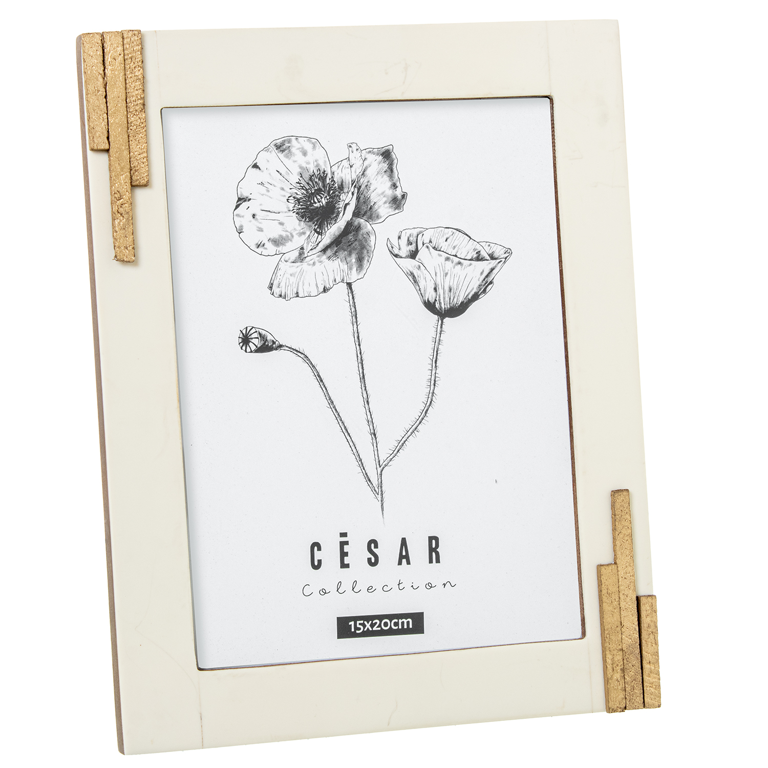 PORTAFOTOS 15X20CM RESINA DE HUESO C/BASE MADERA