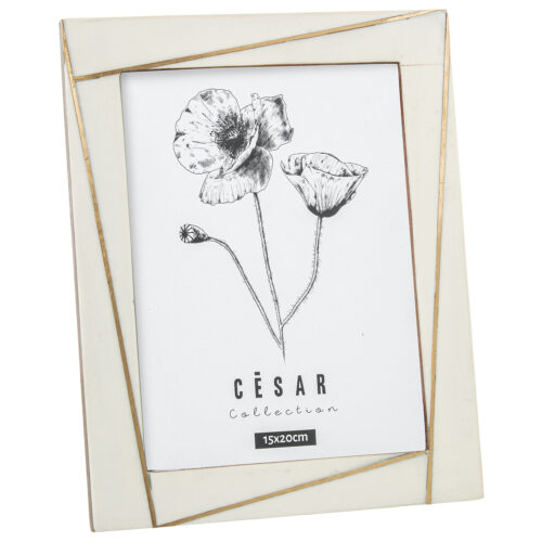 PORTAFOTOS 15X20CM RESINA/HUESO C/BASE MADERA