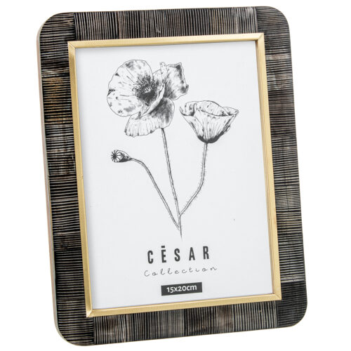 PORTAFOTOS 15X20CM RESINA/HUESO C/BASE MADERA