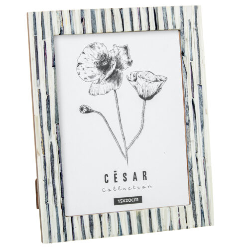 PORTAFOTOS 15X20CM RESINA/HUESO C/BASE MADERA