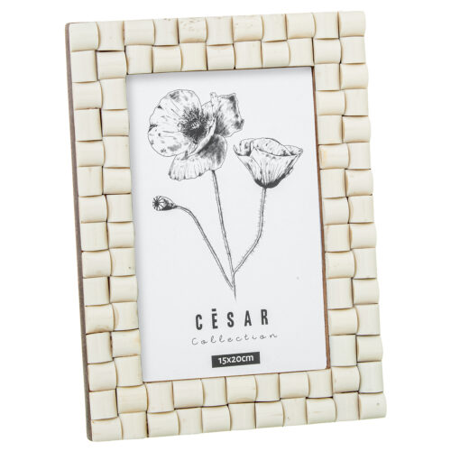 PORTAFOTOS 15X20CM RESINA DE HUESO C/BASE MADERA