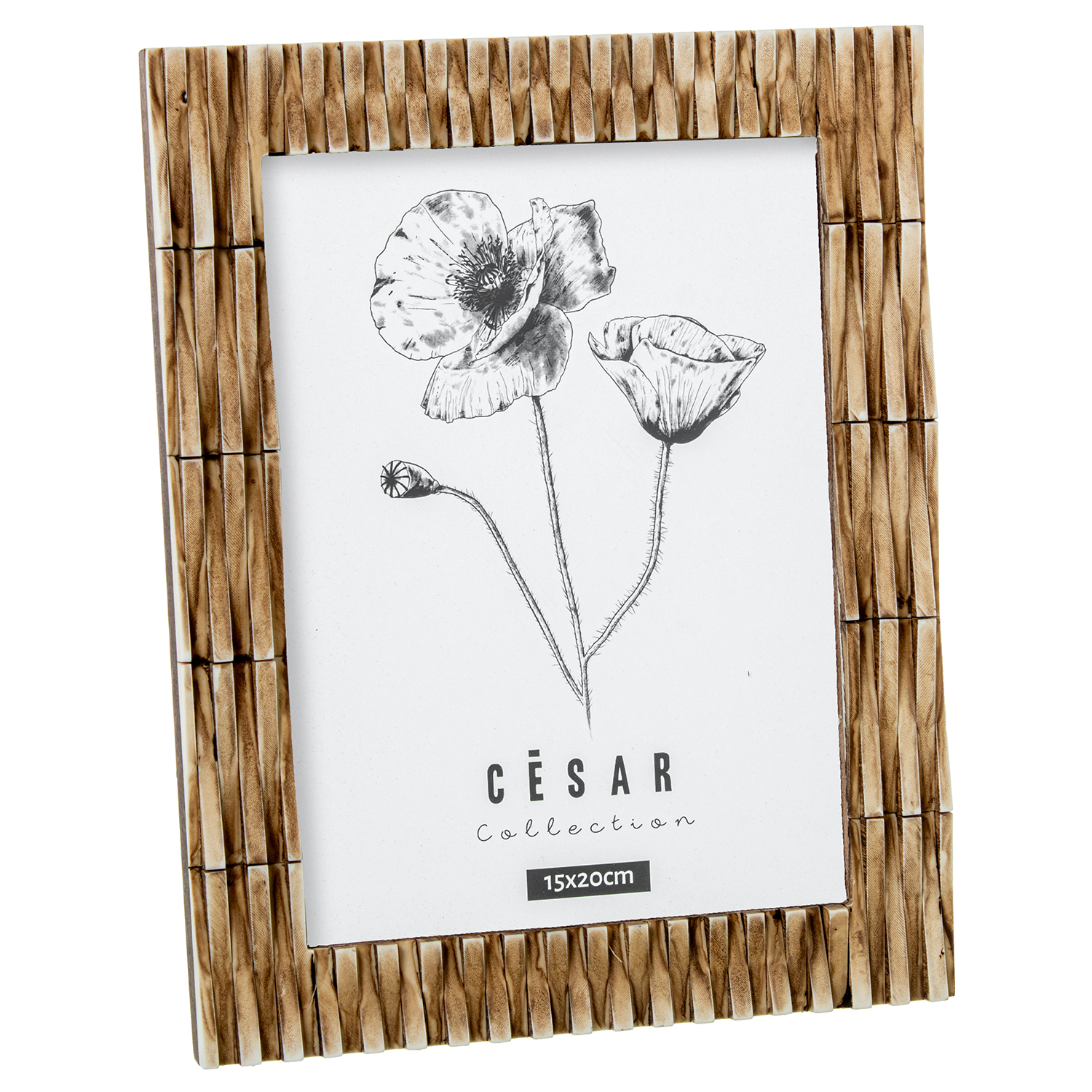 PORTAFOTOS 15X20CM RESINA/HUESO C/BASE MADERA