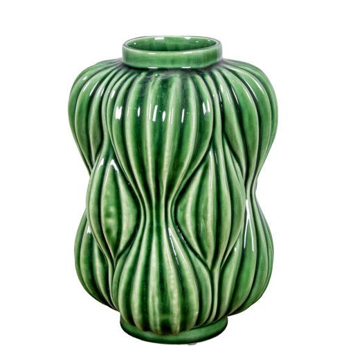 JARRÓN CERÁMICA 32CM VERDE BRILLO